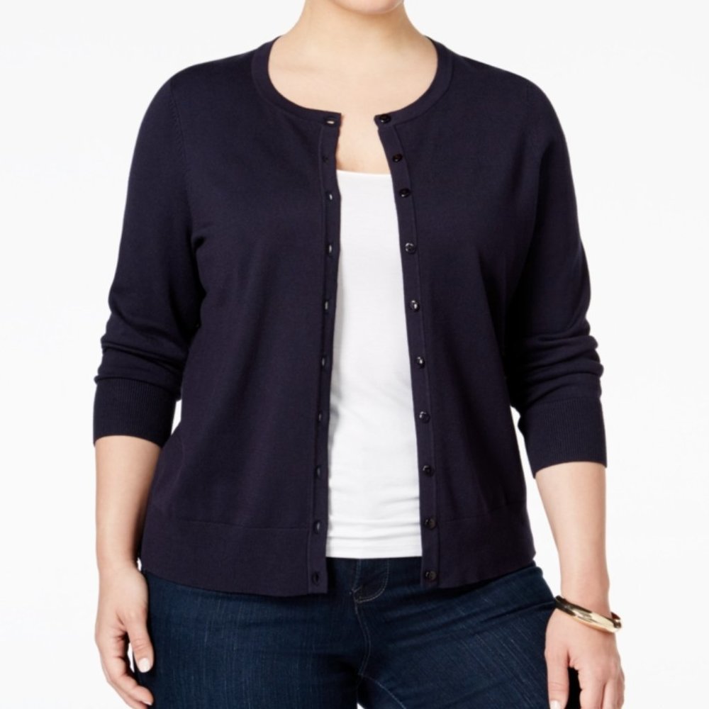 CHARTER CLUB Plus Size Long-Sleeve Cardigan